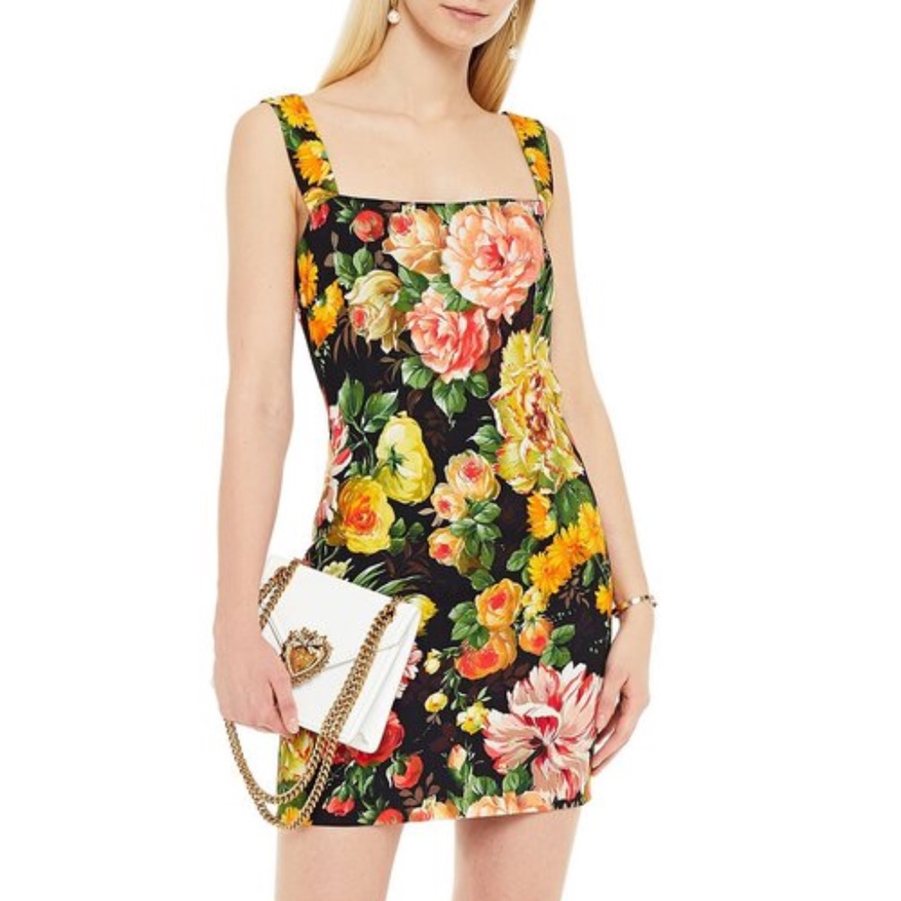 Dolce & Gabbana Floral-Print Crepe Mini Dress